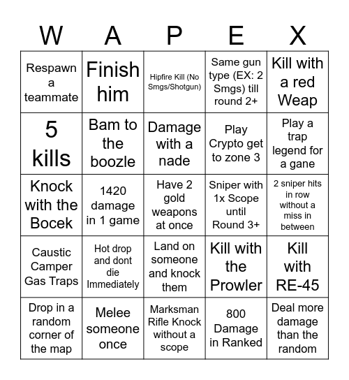 Apesex Gedens Binghoe Bingo Card