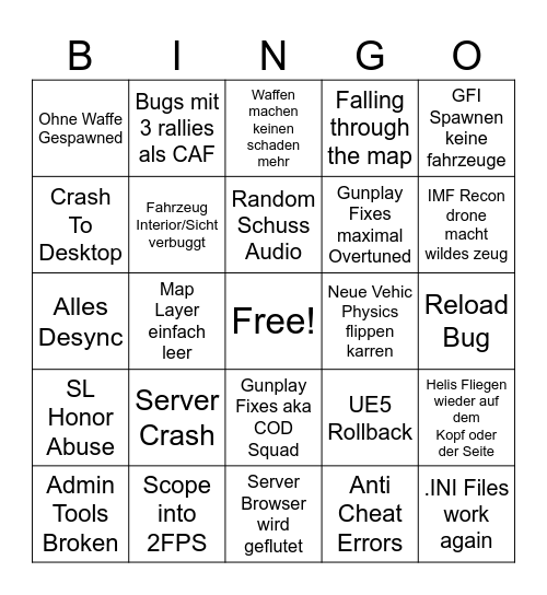 SAG UE5 Bingo Card