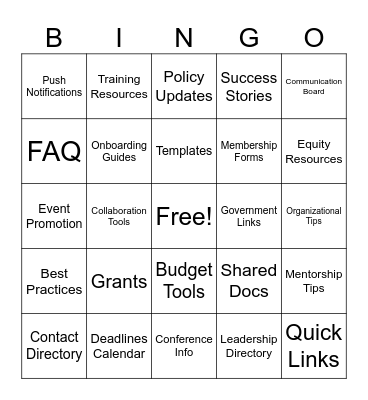 SAGE Hub Bingo Card