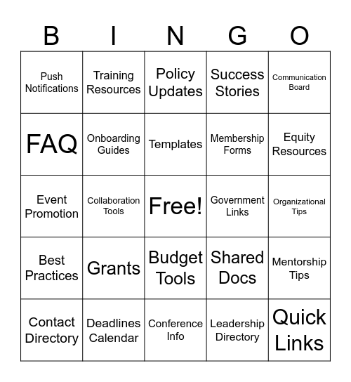 SAGE Hub Bingo Card