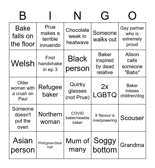 bake off bingo Card