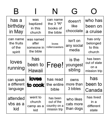 Someone who... Bingo Card