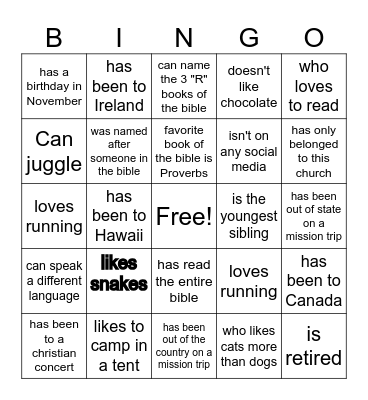 Someone who... Bingo Card