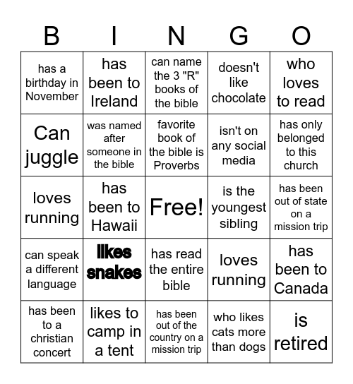 Someone who... Bingo Card