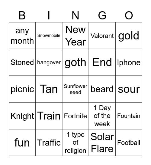 Infinite Craft Bingo Card