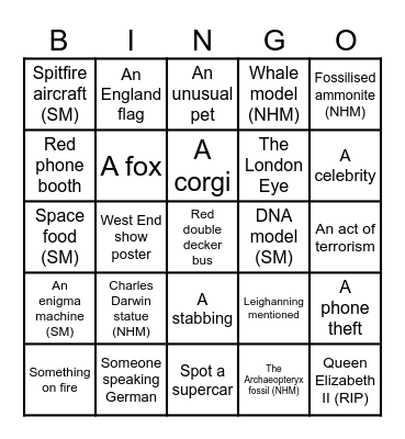 London Bingo Card
