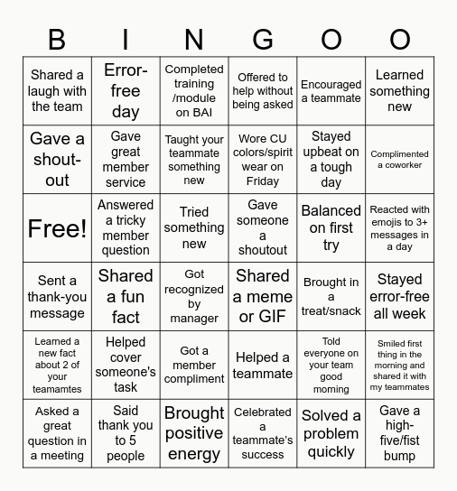 Teller Bingo Card