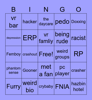 proxmity chat vrchat trolling Bingo Card
