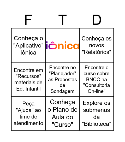 Navegação iônica - EI Bingo Card