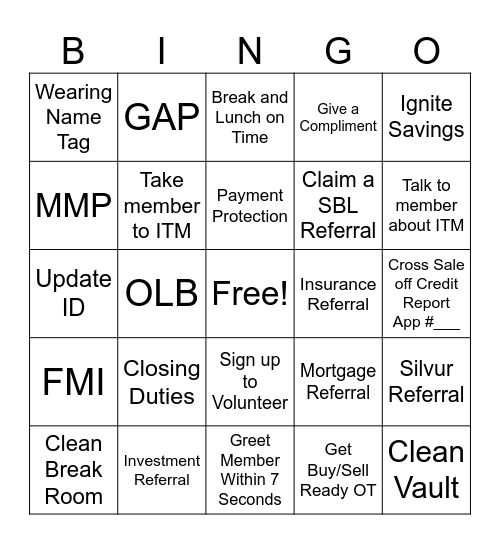 OCCU Bingo Card