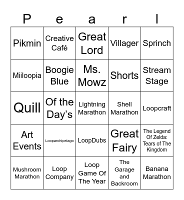 Xin Loop Anniversary (Round 1) Bingo Card