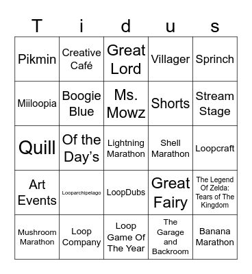 Kurisu Loop Anniversary (Round 1) Bingo Card