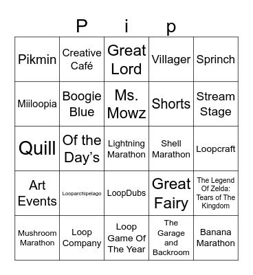 Timesez Loop Anniversary (Round 1) Bingo Card