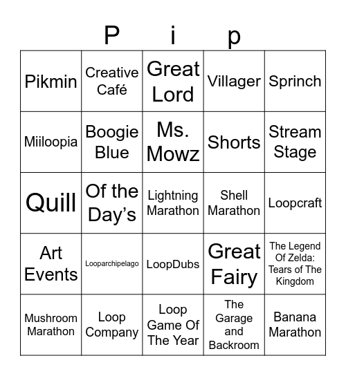 Timesez Loop Anniversary (Round 1) Bingo Card