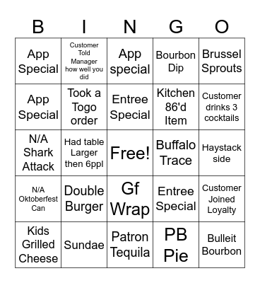 Brick's Bingo Card