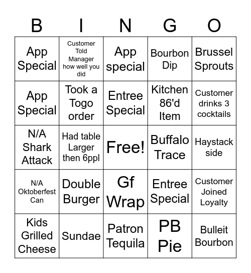 Brick's Bingo Card