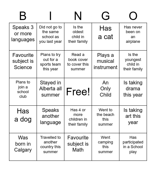 Connect Bingo Card