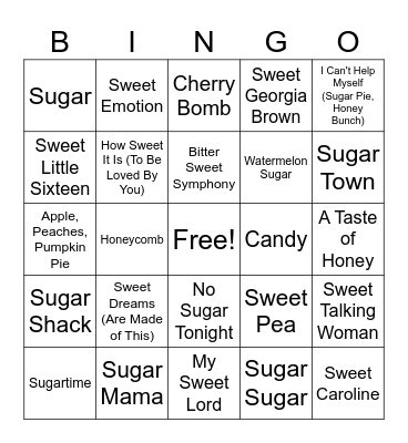 How Sweet It Is! Bingo Card
