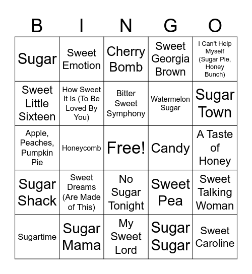 How Sweet It Is! Bingo Card