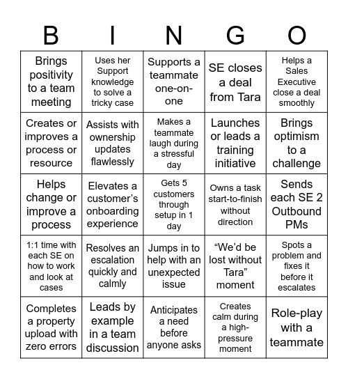 SUPERSTAR Bingo Card