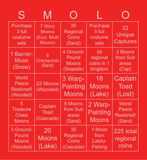 SMO Bingo Card