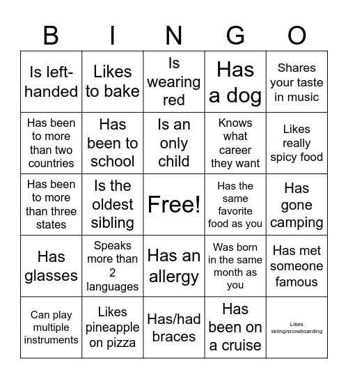 Icebreaker Bingo: Find Someone Who Bingo Card