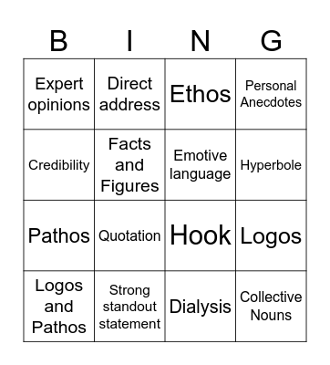 Rhetoric Bingo Card