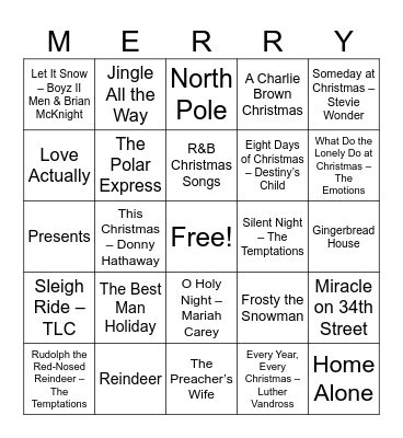 Merry Christmas Bingo Card