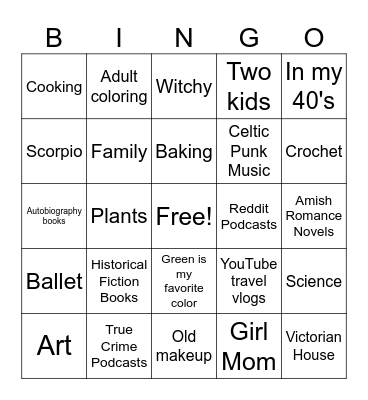 Pen Pal Bingo Card