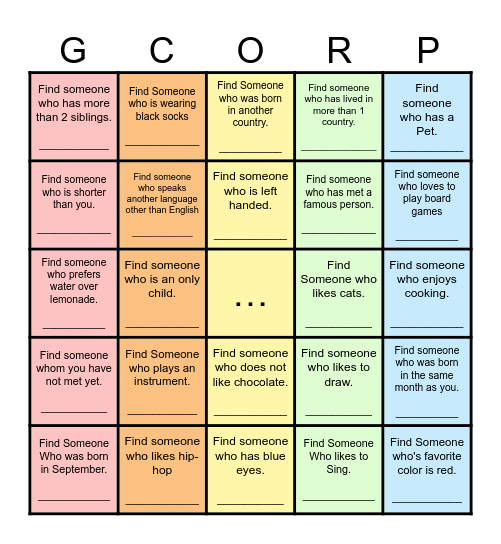 Find Someone Who... Bingo Card