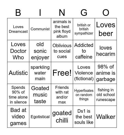 Blaise Bingo Card