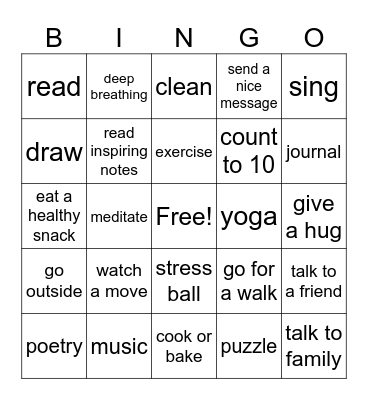 SELF-CARE BINGO Card