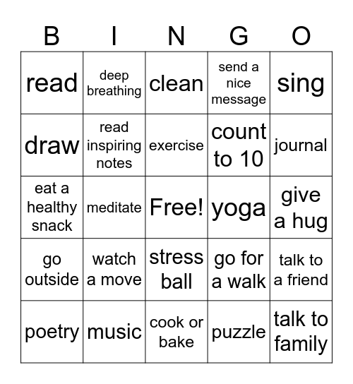 SELF-CARE BINGO Card