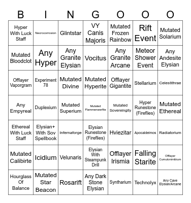 Gm Bingo Card