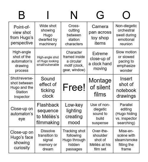 Hugo Bingo Card