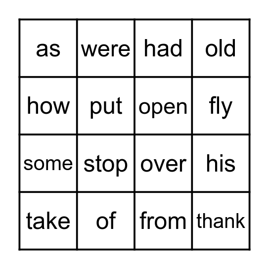 FIRST GRADE BINGO Card