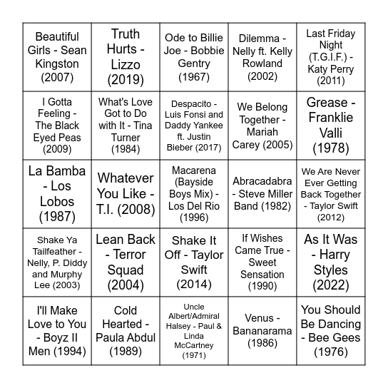 9-1-Number 1's Bingo Card