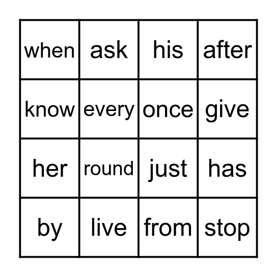 FIRST GRADE BINGO Card