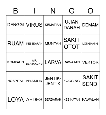 Bingo Denggi Bingo Card