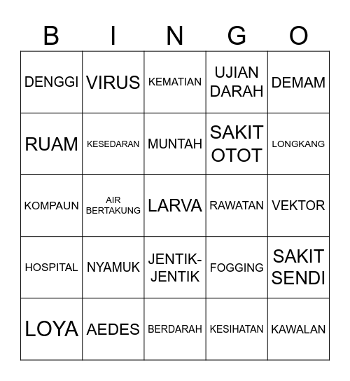 Bingo Denggi Bingo Card