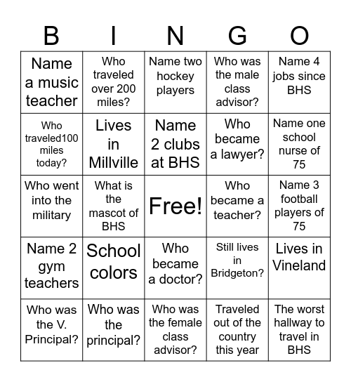 Scavenger Hunt Bingo Card