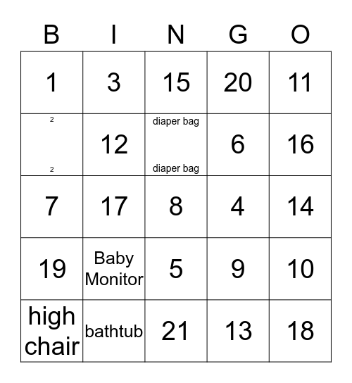 BABY CORNELL Bingo Card