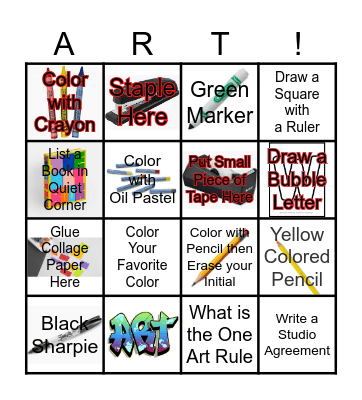 Art Scavenger Hunt Bingo Card