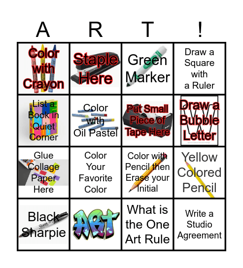 Art Scavenger Hunt Bingo Card
