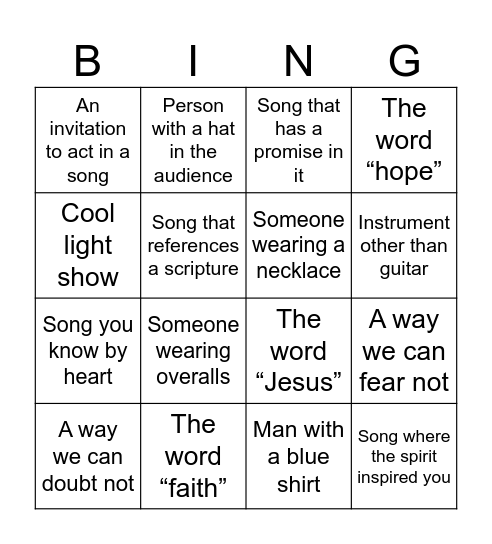 Youth Concert BING(O)!! Bingo Card