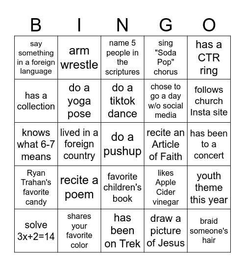 Find someone who... Bingo Card