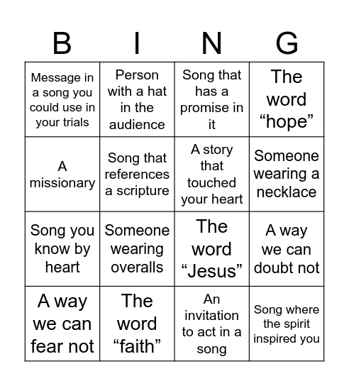 Youth Concert BING(O)!! Bingo Card