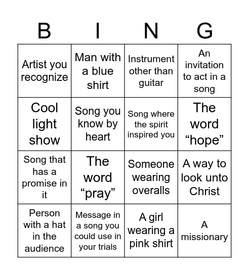 Youth Concert BING(O)!! Bingo Card