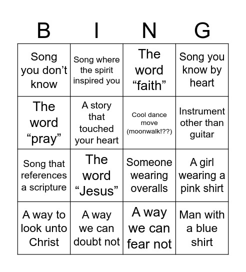 Youth Concert BING(O)!! Bingo Card