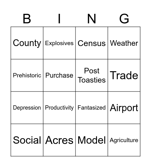Post, Texas Bingo Card